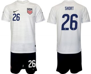 United States #26 Short White Home Soccer Jersey Suit