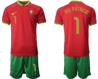 Portugal #1 Rui Patricio Red Home Soccer Jersey Suit