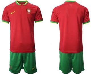 Portugal Blank Red Home Soccer Jersey Suit