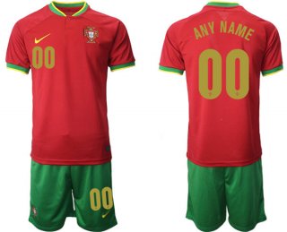 Portugal Custom Red Home Soccer Jersey Suit