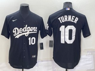 Los Angeles Dodgers #10 Justin Turner Black Cool Base Stitched Jersey