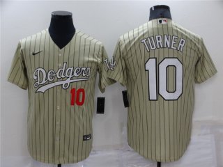 Los Angeles Dodgers #10 Justin Turner Cream Throwback Stitched Baseball Jersey