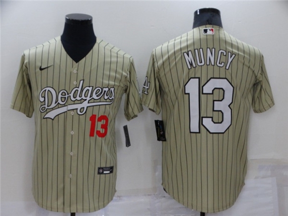 Los Angeles Dodgers #13 Max Muncy Cream Throwback Stitched Baseball Jersey