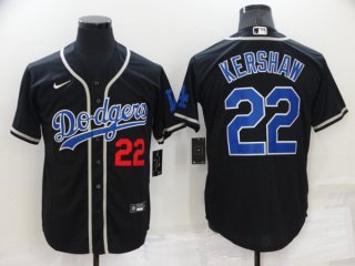 Los Angeles Dodgers #22 Clayton Kershaw Black Cool Base Stitched Baseball Jersey