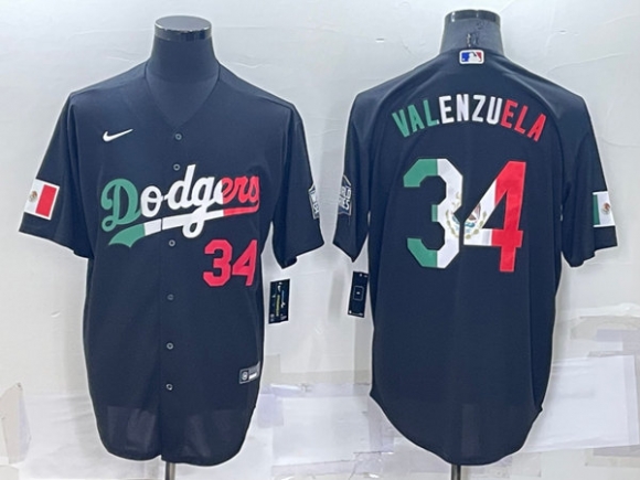 Los Angeles Dodgers #34 Toro Valenzuela Mexico Black Cool Base Stitched Baseball