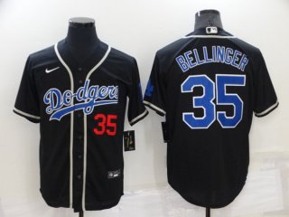 Los Angeles Dodgers #35 Cody Bellinger Black Cool Base Stitched Baseball Jersey