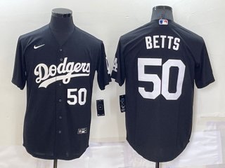 Los Angeles Dodgers #50 Mookie Betts Black Cool Base Stitched Jersey