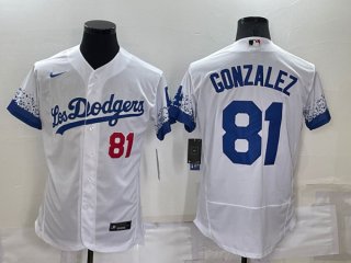 Los Angeles Dodgers #81 Victor Gonzalez White City Connect Flex Base Stitched