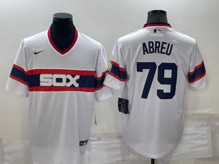 Chicago White Sox #79 Jose Abreu White Throwback Cool Base Stitched Jersey