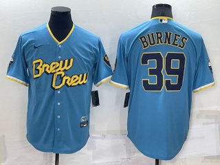 Milwaukee Brewers #39 Corbin Burnes 2022 Powder Blue City Connect Cool Base