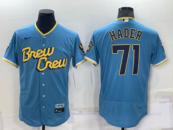 Milwaukee Brewers #71 Josh Hader 2022 Powder Blue City Connect Flex Base Stitched