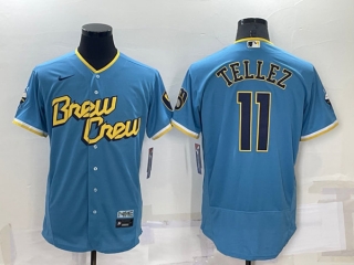Milwaukee Brewers #11 Rowdy Tellez 2022 Powder Blue City Connect Flex Base Stitched