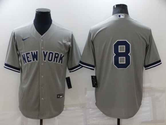 New York Yankees #8 Yogi Berr Grey Cool Base Stitched Baseball Jersey