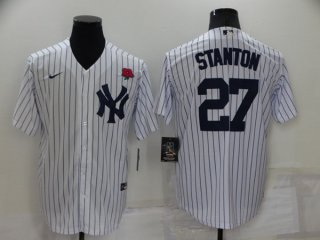 New York Yankees #27 Giancarlo Stanton White Cool Base Stitched Baseball Jersey