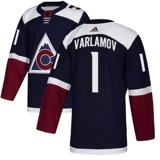 Men's Colorado Avalanche #1 Semyon Varlamov Navy Blue Stitched NHL Jersey