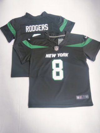 New York Jets #8 Aaron Rodgers black toddler jersey