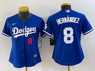 Youth Los Angeles Dodgers #8 blue red number Stitched Baseball Jersey