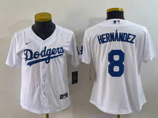 Youth Los Angeles Dodgers #8 white Stitched Baseball Jersey