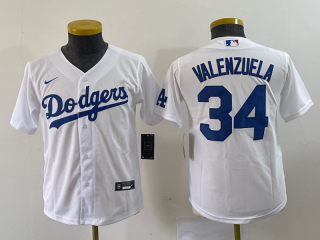 Youth Los Angeles Dodgers #34 Toro Valenzuela White Stitched Baseball Jersey