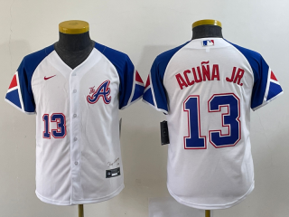 Women's Atlanta Braves #13 Ronald Acuña Jr. White 2023 City Connect With Patch Stitched