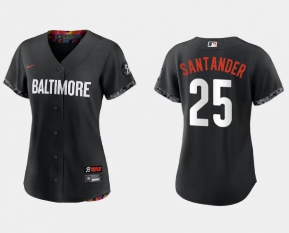 Women's Baltimore Orioles #25 Anthony Santander Black 2023 City Connect Stitched Baseball