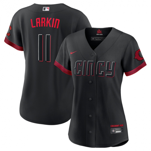 Women's Cincinnati Reds #11 Barry Larkin Black 2023 City Connect Stitched Baseball