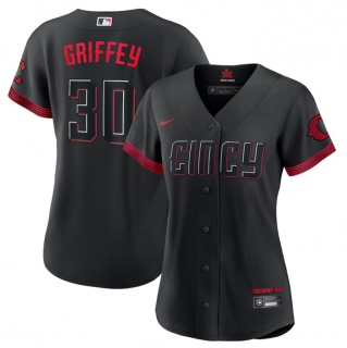 Women's Cincinnati Reds #30 Ken Griffey Jr. Black 2023 City Connect Stitched Baseball