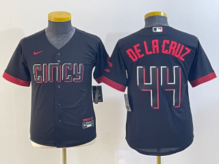 Women's Cincinnati Reds #44 Elly De La Cruz Black 2023 City Connect Stitched Baseball