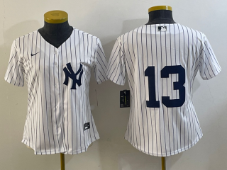 Women's New York Yankees #13 Alex Rodriguez White Cool Base Stitched Jersey(Run Small)
