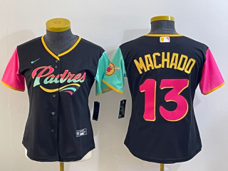 Women's San Diego Padres #13 Manny Machado Black City Connect Stitched Baseball