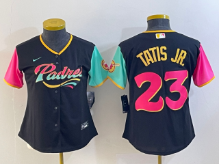 Women's San Diego Padres #23 Fernando Tatis Jr. Black City Connect Stitched Baseball