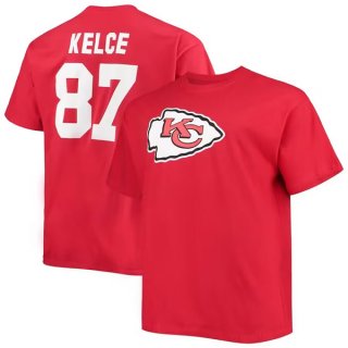 Kansas City Chiefs #87 Travis Kelce Red Big & Tall T-Shirt