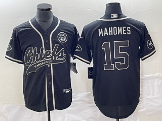Kansas City Chiefs #15 Patrick Mahomes Black Cool Bae Stitched Baseball Jersey