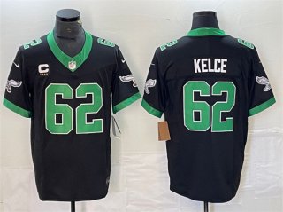 Philadelphia Eagles #62 Jason Kelce Black 2023 F.U.S.E. With 4-Star C Patch Vapor