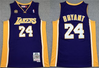Men's Los Angeles Lakers #24 Kobe Bryant Purple 60th Anniversary Throwback