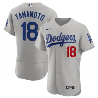 Los Angeles Dodgers #18 Yoshinobu Yamamoto Gray 2023 Flex Base Stitched Baseball