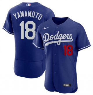 Men's Los Angeles Dodgers #18 Yoshinobu Yamamoto Royal 2023 Flex Base Stitched Baseball