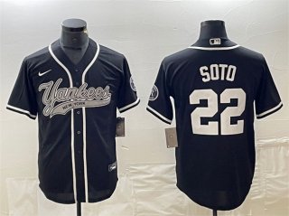 New York Yankees #22 Juan Soto Black Cool Base Stitched Baseball Jersey
