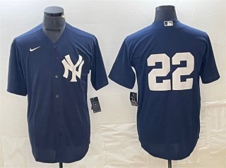 New York Yankees #22 Juan Soto Navy Cool Base Stitched Baseball Jersey 2