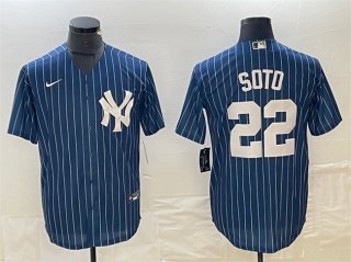 New York Yankees #22 Juan Soto Navy Cool Base Stitched Baseball Jersey