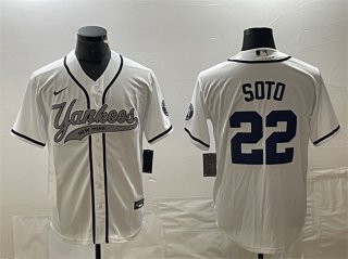 New York Yankees #22 Juan Soto White Cool Base Stitched Baseball Jersey 2