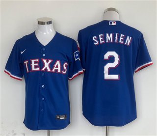 Texas Rangers #2 Marcus Semien Royal With Patch Cool Base Stitched Baseball Jersey