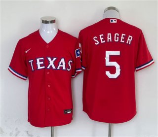 Texas Rangers #5 Corey Seager Red With Patch Cool Base Stitched MLB Jersey