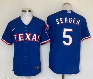 Texas Rangers #5 Corey Seager Royal With Patch Cool Base Stitched MLB Jersey