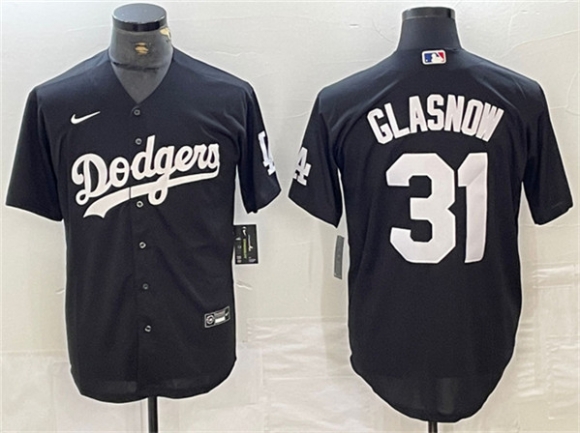 Los Angeles Dodgers #31 Tyler Glasnow Black Cool Base Stitched Baseball Jersey