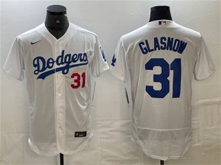 Los Angeles Dodgers #31 Tyler Glasnow White Flex Base Stitched Baseball Jersey