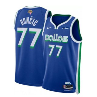 Dallas Mavericks #77 Luka Doncic Blue 2024 Finals City Edition Stitched Basketball