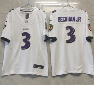 Baltimore Ravens #3 Odell Beckham Jr. White 2023 F.U.S.E. Vapor Untouchable Stitched