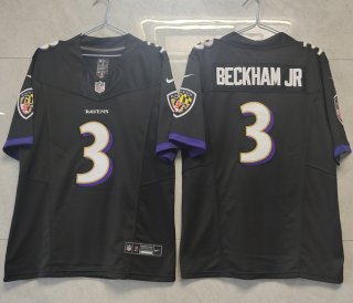 Baltimore Ravens #3 Odell Beckham Jr. Black 2023 F.U.S.E. Vapor Untouchable Stitched