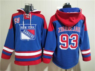 New York Rangers #93 Mika Zibanejad Blue Ageless Must-Have Lace-Up Pullover